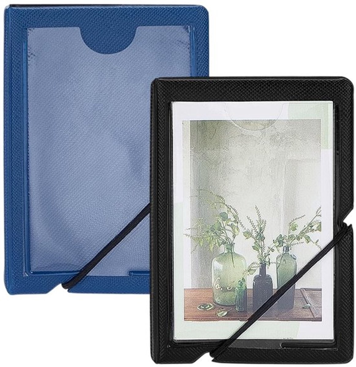Set van 2 Mini Fotoalbums met Zwart Blauwe PVC Omslag