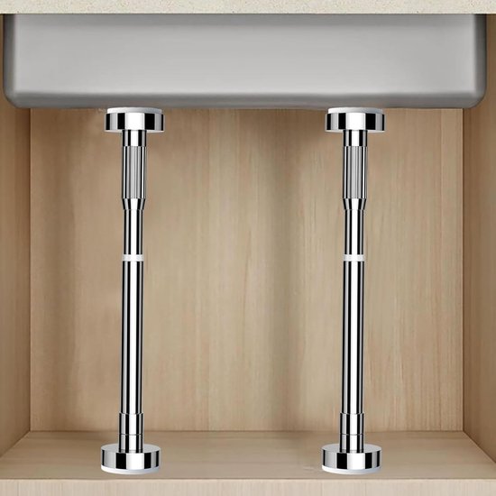 Verstelbare Stang - Veerstang Kaststang - Meubels Beveiligen - Antislip Siliconen Pads - 465 x 87 cm - Zilver — afbeelding 4