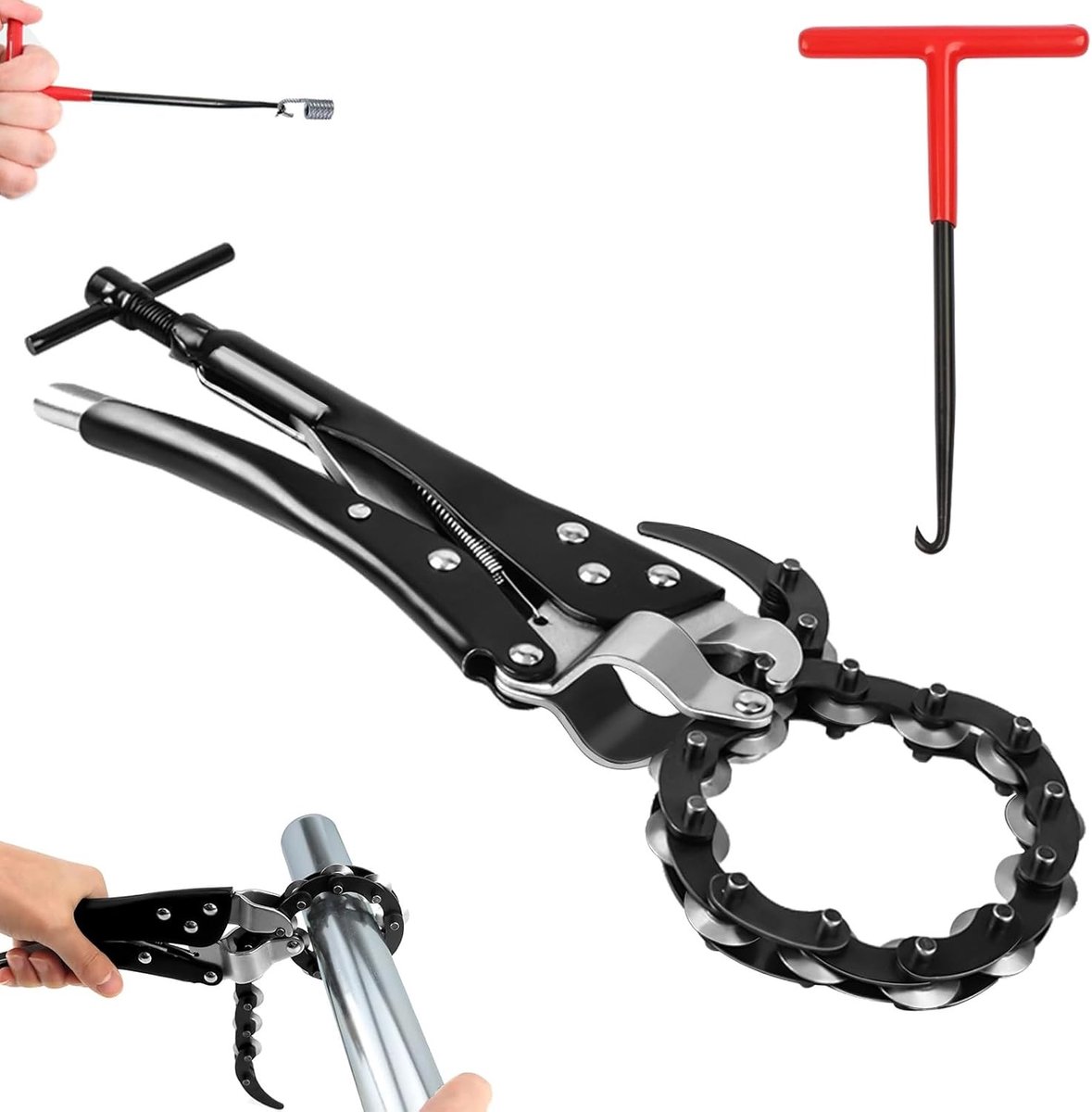 Kettingseparator voor uitlaat, kettingknipper met veerhaak voor het snijden van eindpijpen en uitlaatpijpen, geschikt voor koper, PVC en aluminium