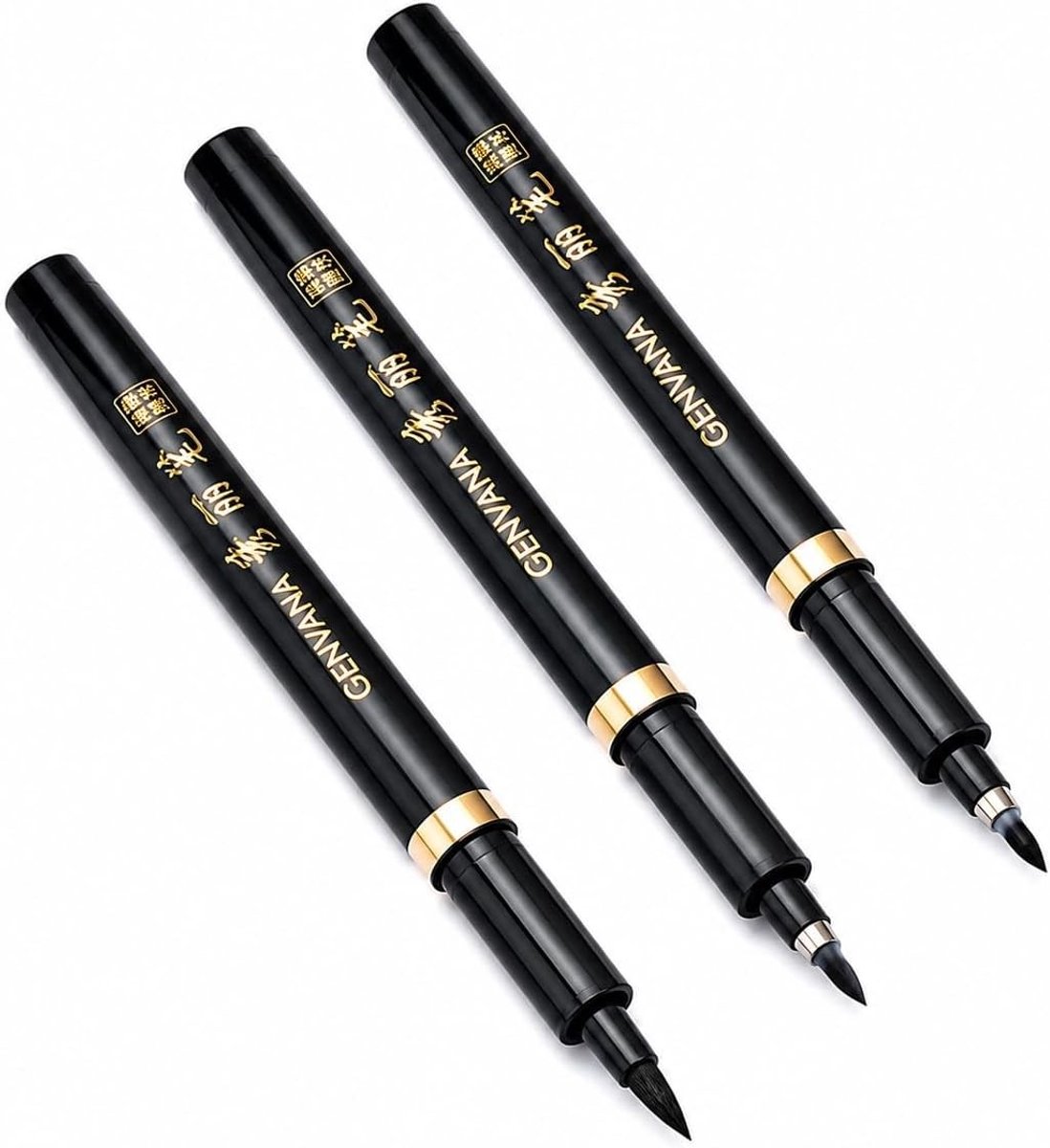 Kalligrafie Pen Set - Zwart - 14 cm - Zachte Penselen met Diverse Maten - Voor Beginners en Professionals
