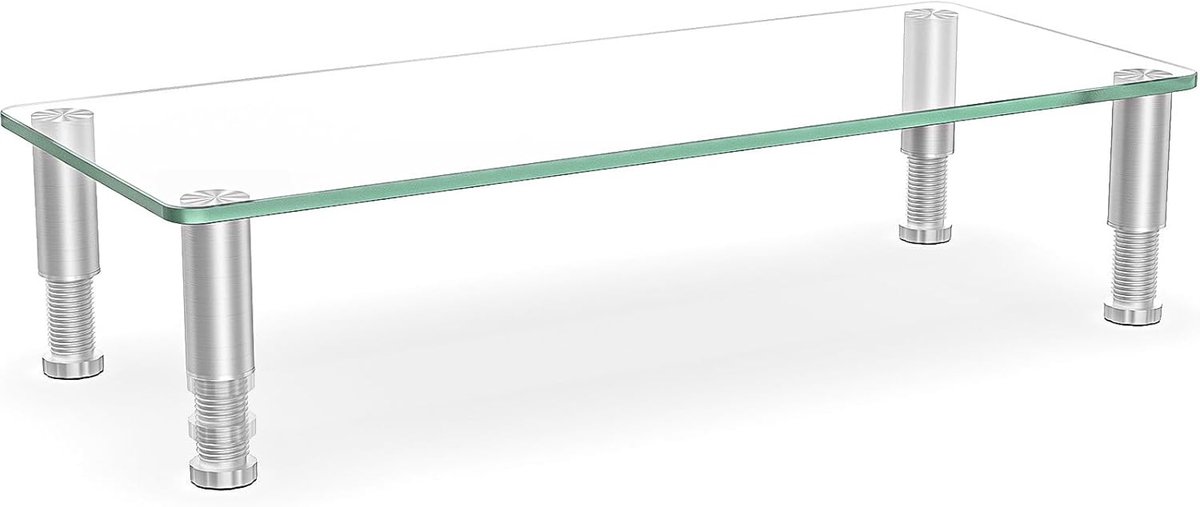 Ergonomische Monitorstandaard met Verstelbare Hoogte en Veilig Glas | Desk Riser voor PC, Laptop en TV