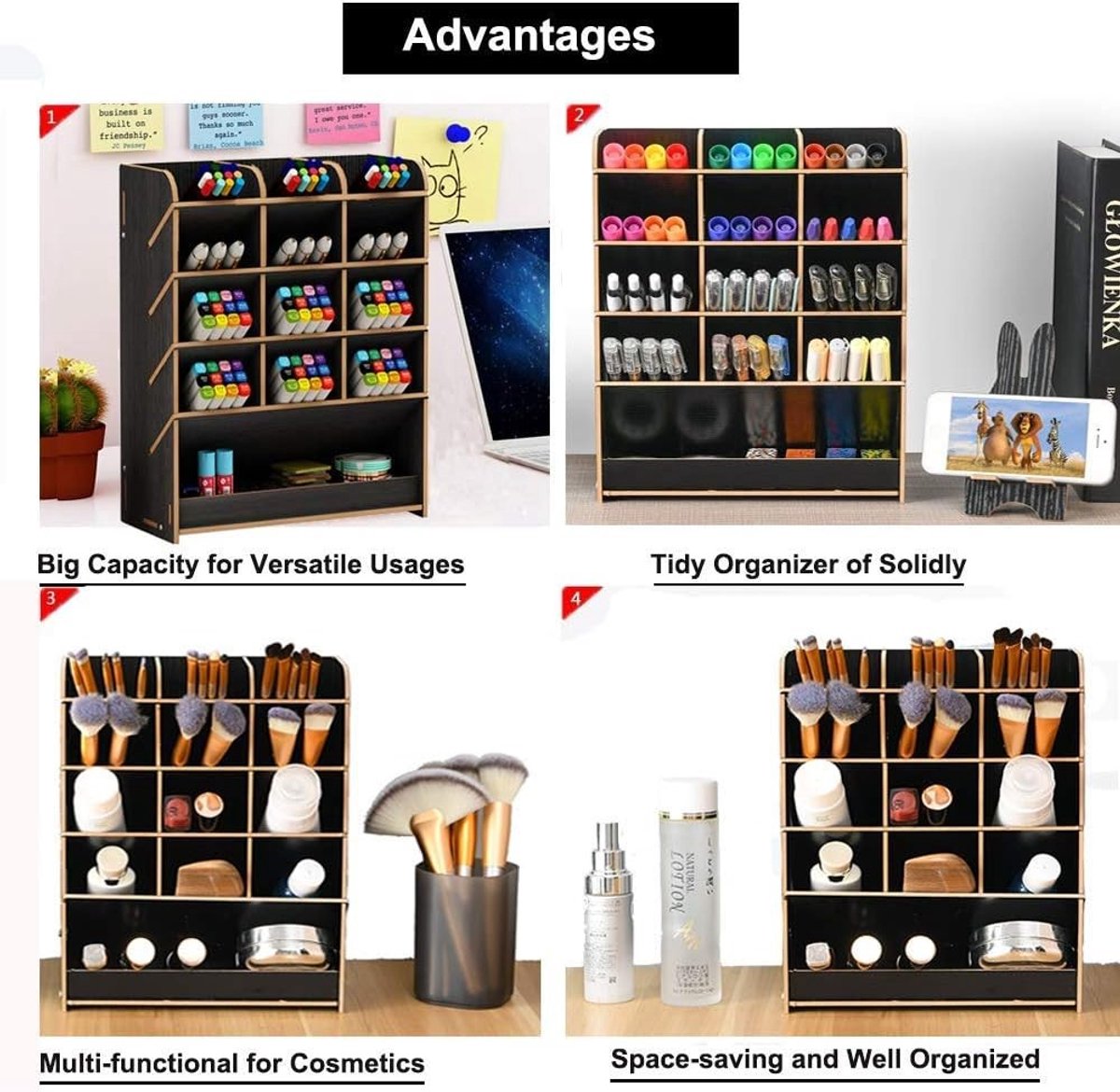 Multifunctionele Houten Bureau Organizer voor Kantoor en School - Pennenhouder met Lade en Opbergruimte — cadeau in Wonen & Interieur - foto 7