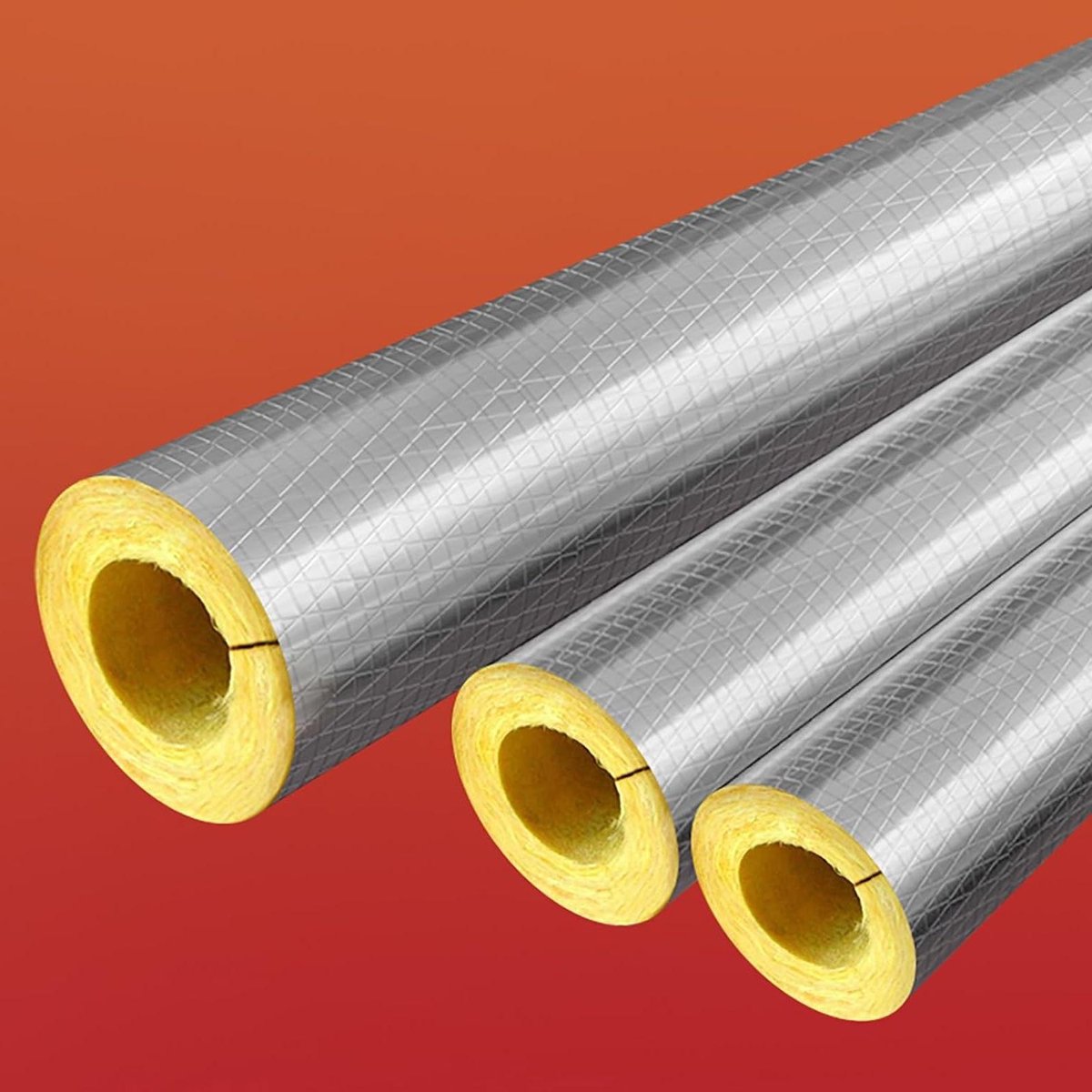 Isolatiebuis Glaswol - Leidingisolatie Pijpisolatie - Warmte Vasthouden - Zelfklevend Aluminiumfolie - 50mm dik - Grijs