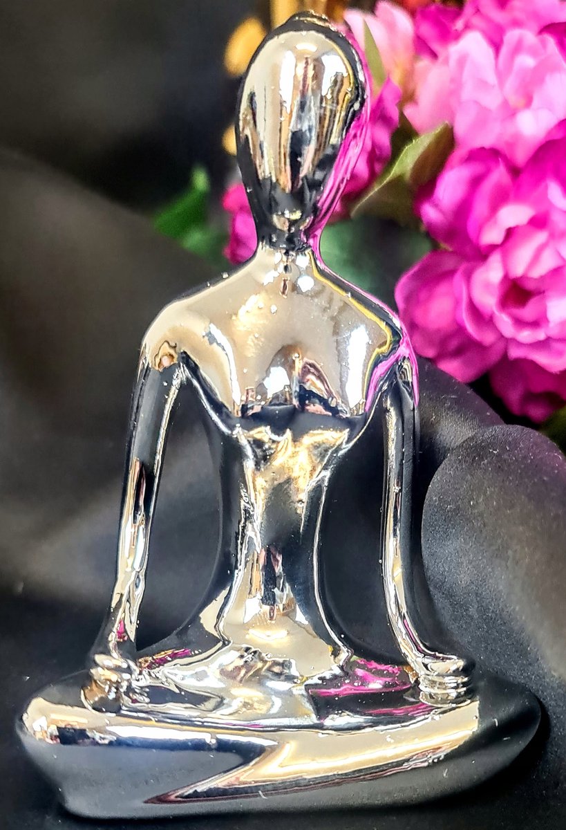 Keramiek Yoga Vrouw Figuur Zilver - Decoratie & Cadeau