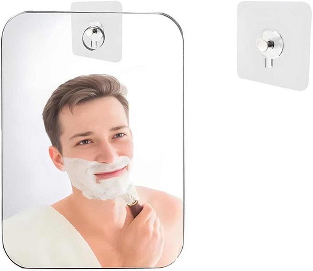 Douchespiegel - Anti-condens scheerspiegel 17 × 13 cm - Kleine badkamerspiegel - Ophanging onbreekbaar - Makkelijk mee te nemen - Voor op reis, in de badkamer en op de camping - Spiegel - 1 stuks