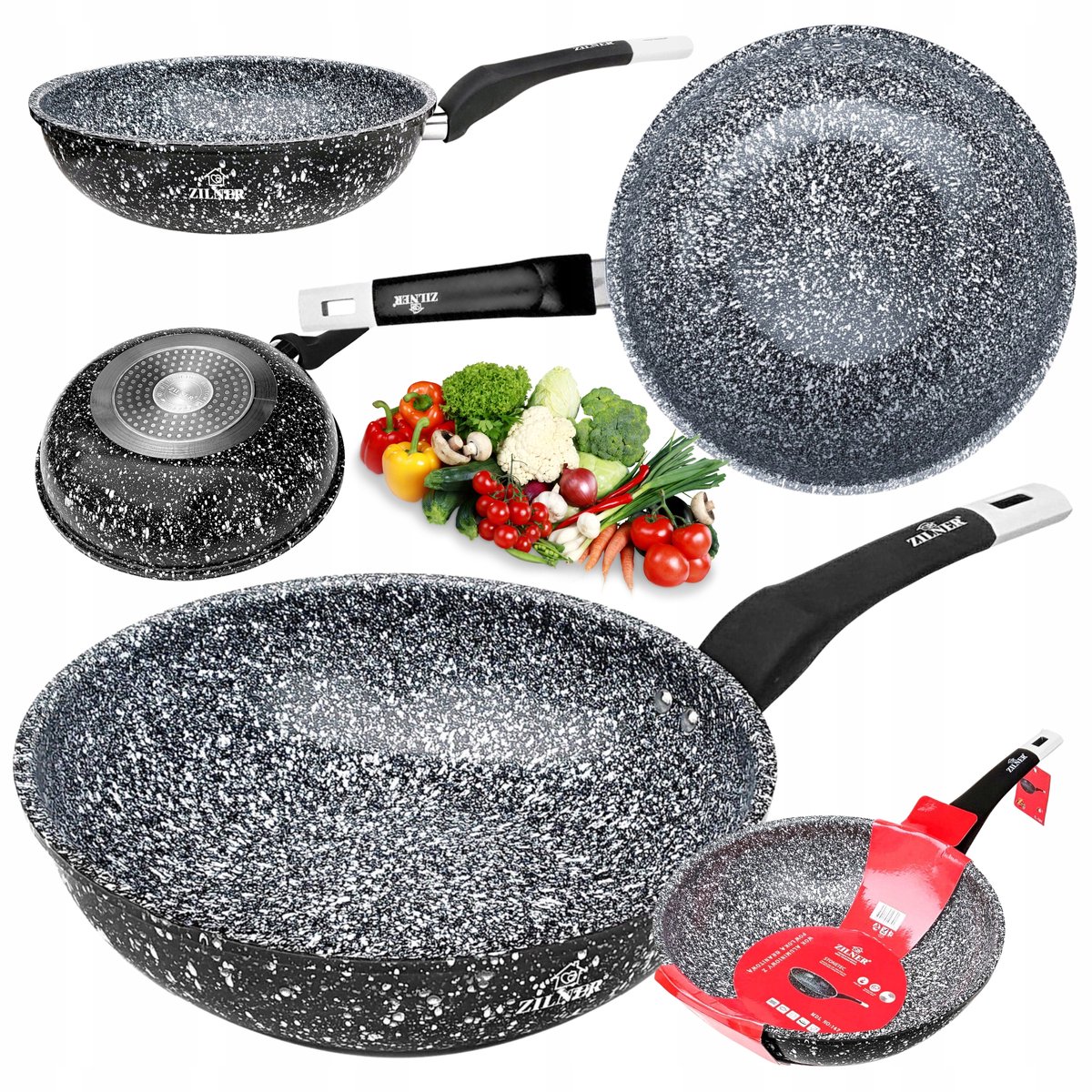 Merkloze Wokpan met Marmere Coating - Ø28cm