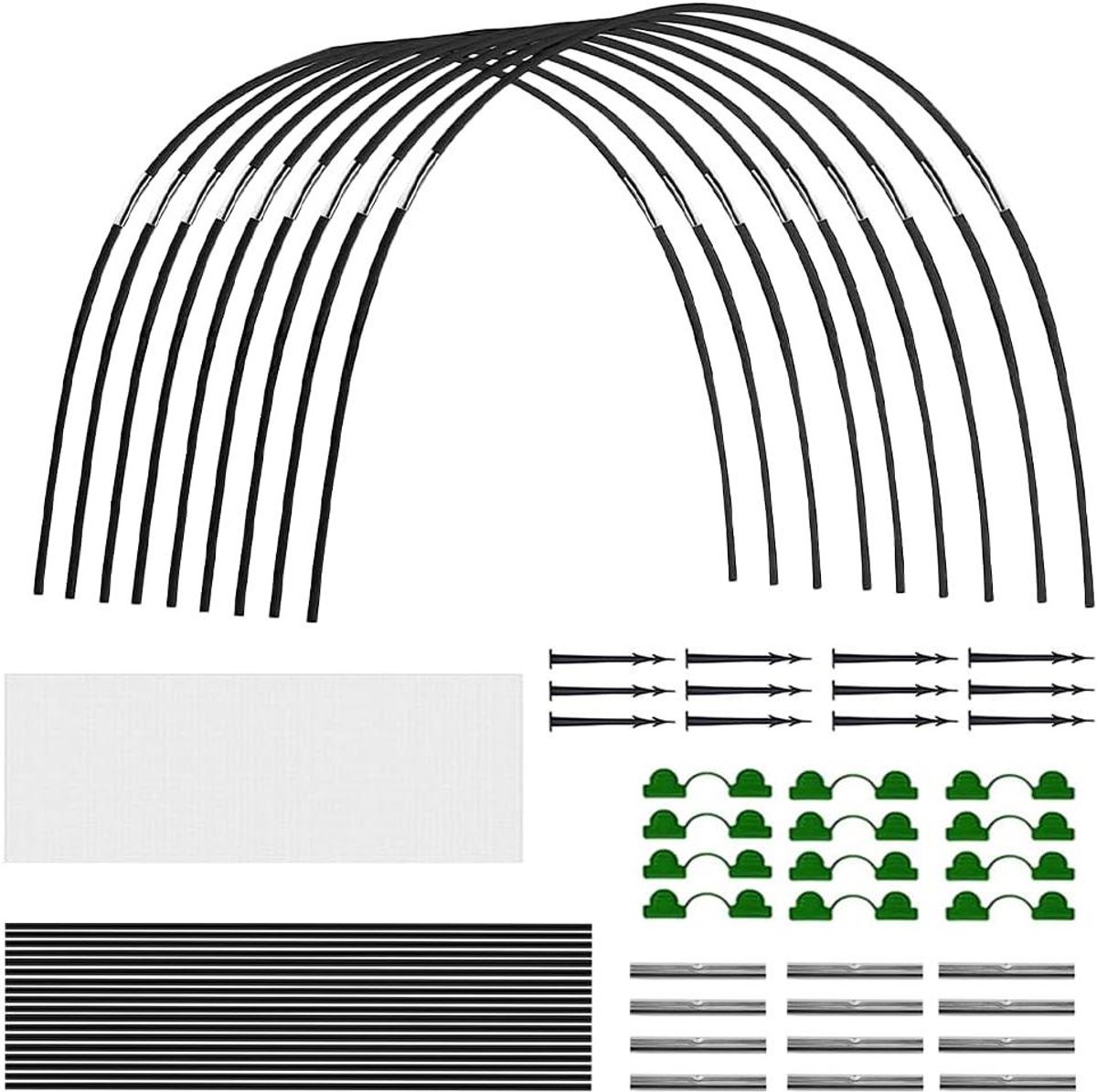 Plantentunnel Set - Folie Tunnel - Planten Beschermen - Roestvrij Coated Staal - 2.5 x 6 m - Groen