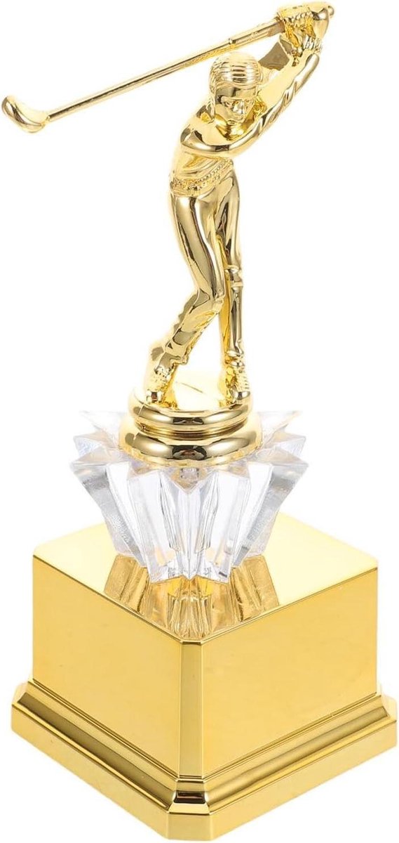 Gouden Golftrofee - Golf Beker - Golftoernooi Prijs - Duurzaam Kunststof - 21cm Hoog - Goud
