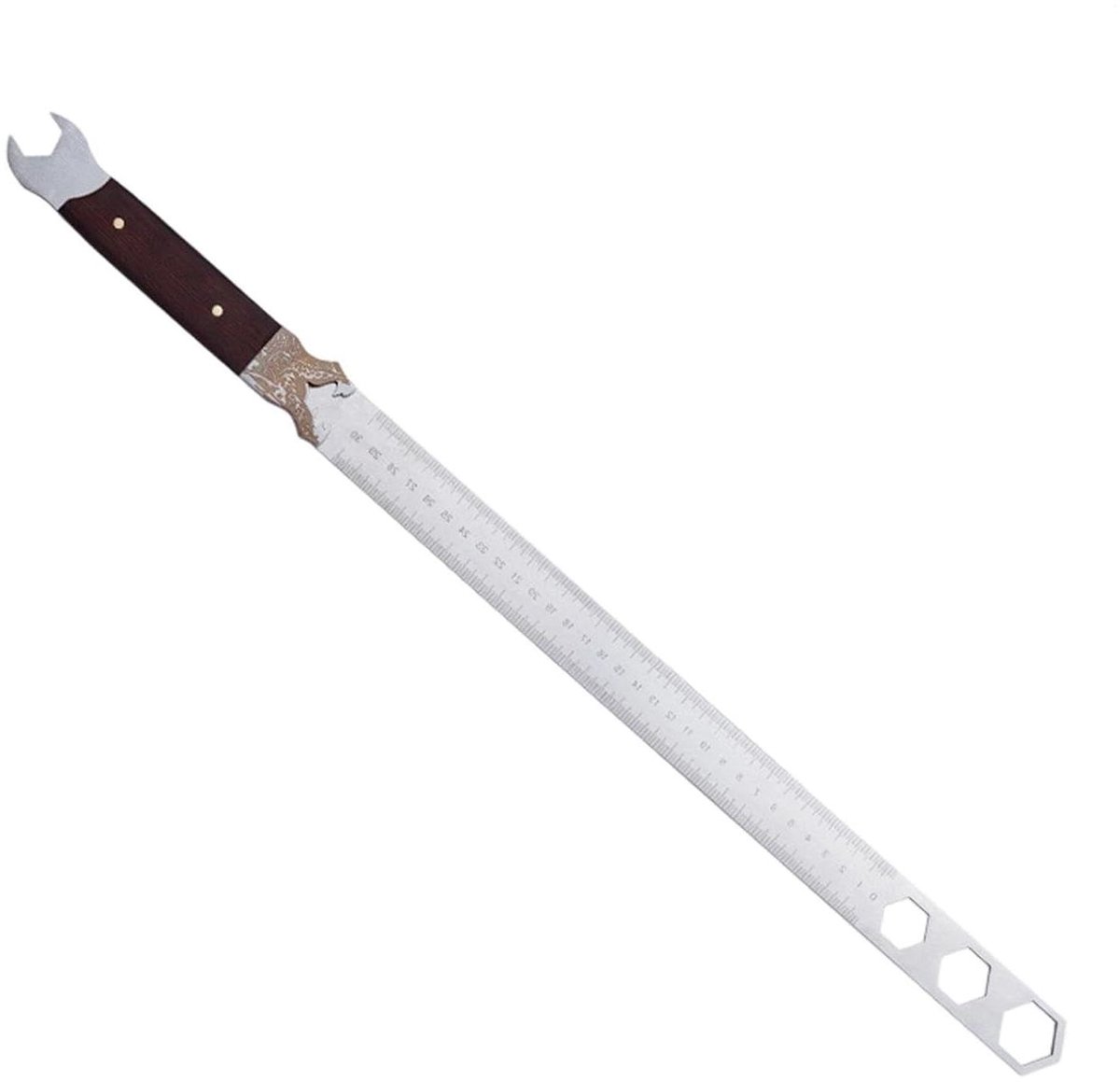 Metalen Liniaal - Meetgereedschap Rechte Rand - Precisie Meten - Geïntegreerde Bout Sleutel - 60 cm - Zilver