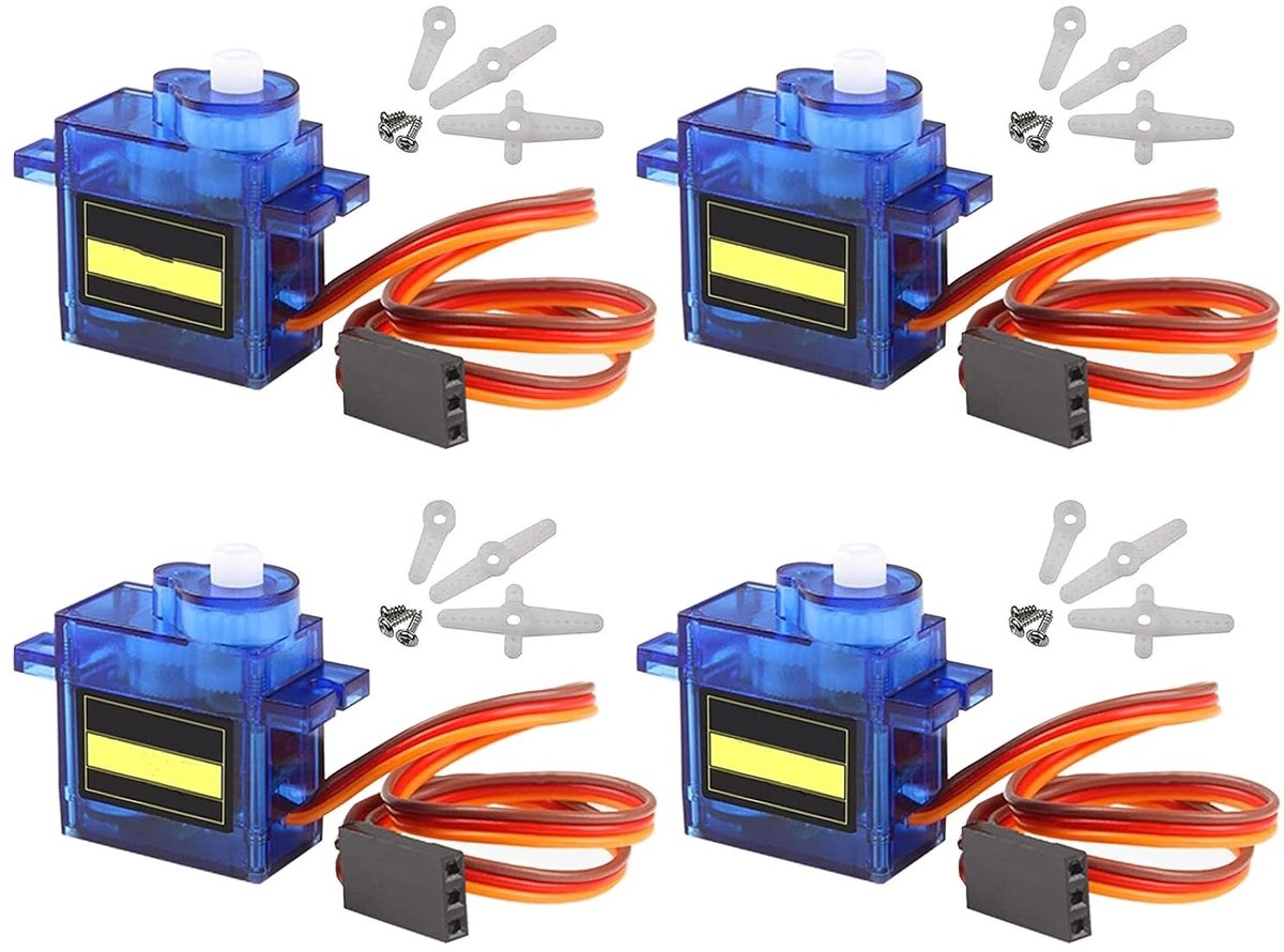 4 Stuks Micro Servo Motoren 9g - Mini Servo Kit Geschikt voor RC Vliegtuigen, Auto's en Robots