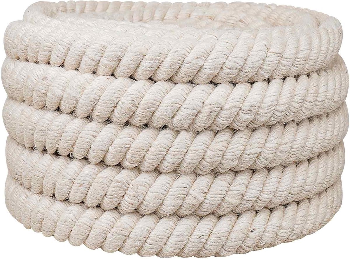 Jute Touw - Natuurlijk touw Tuintouw - Decoreren en knutselen - 100% Tossa Jute - 30 mm dik - Wit