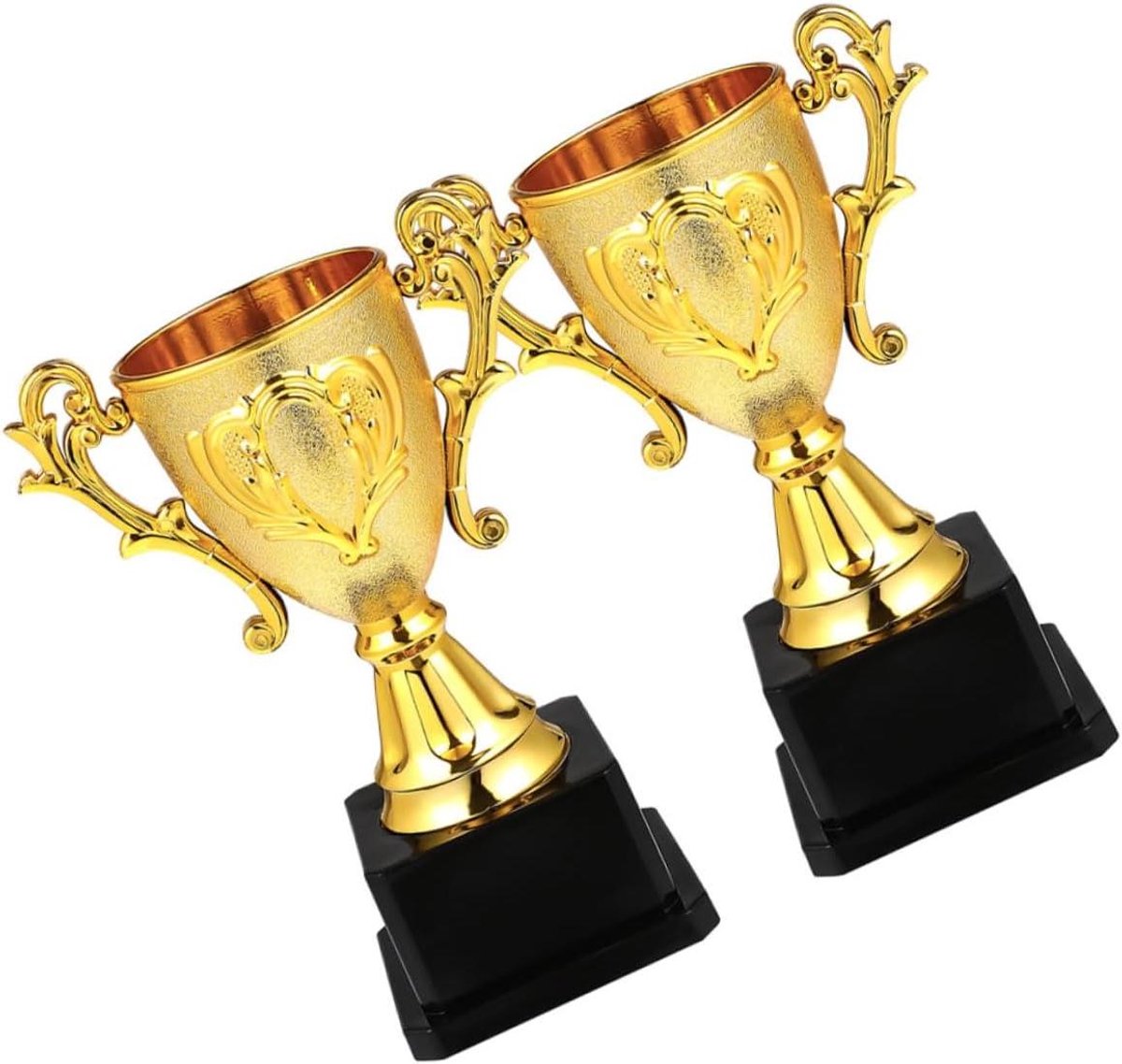 Plastic Trofee Set - Prijsbekers Awards - Wedstrijden Vieren - Lichtgewicht Ontwerp - 14 cm Breed - Goudkleurig