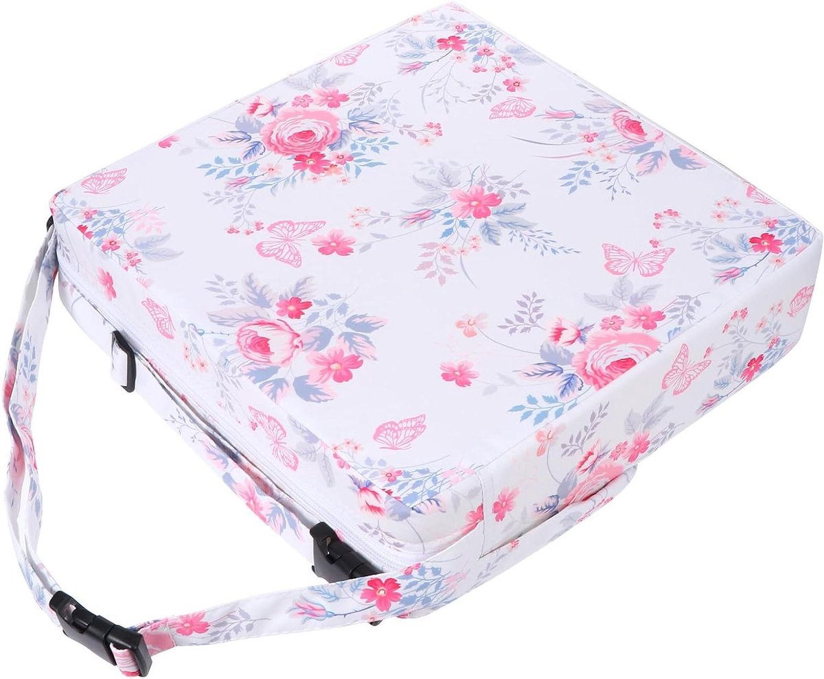 Babystoelkussen - Kinderstoel verhoger - Comfortabel eten - Afneembare hoes - 32 x 32 x 8 cm - Wit