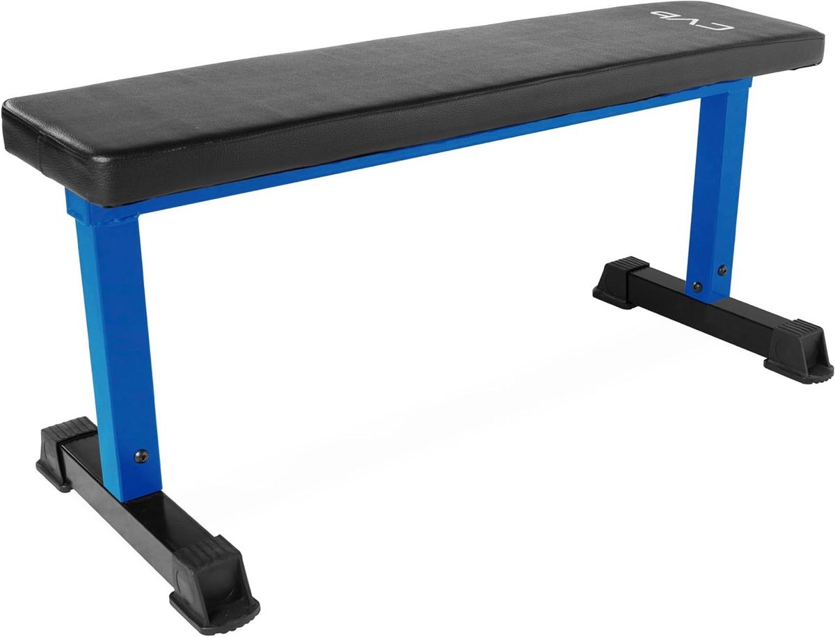 Halterbank - Trainingsbank - Krachttraining - Robuust stalen frame - 42" L x 18" B - Blauw