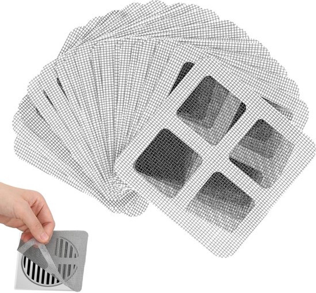 Haarzeef 20 Stuks - Afvoerzeef 10 x 10 cm - Haarvanger Douche - Filter Wastafel - Doucheafvoer Mesh - Sterke Hechting - Afvoerfilter