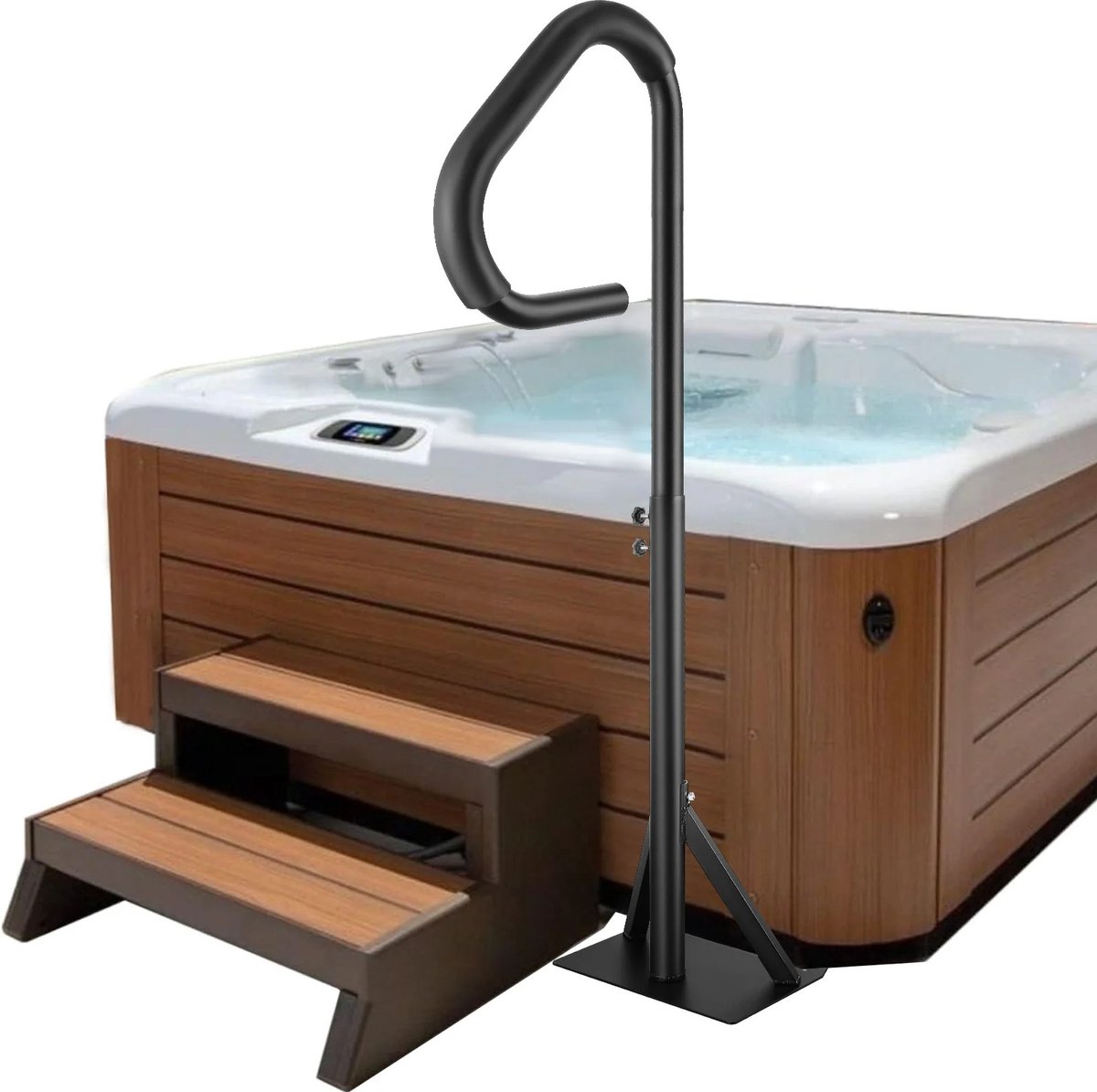 Brandistry - Bubbelbad Leuning - Draaibare Bubbelbad Leuning - 360 Graden - In Hoogte Verstelbaar - Jacuzzi Leuning - Zwart
