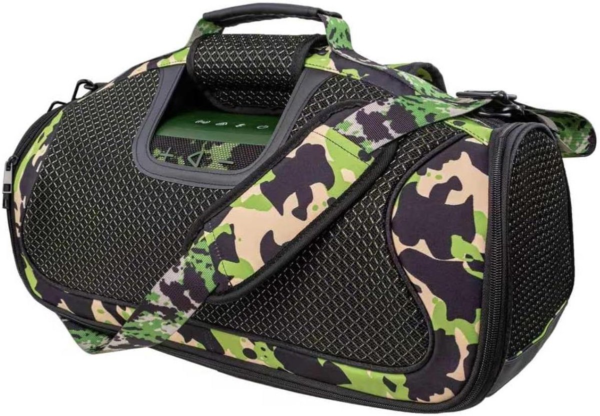 Draagbare Luidspreker Tas - Reishoes Beschermhoes - Muziek Luisteren Onderweg - Extra Opbergvak - 32x54x22cm - Camo