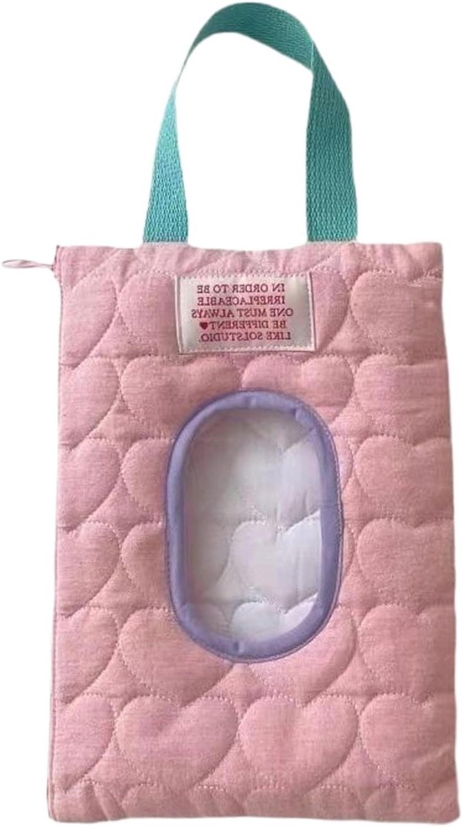 Luier en doekjes tas - Gewatteerde reistas - Onderweg organiseren - Handsfree toegang - 23 x 17 cm - Roze
