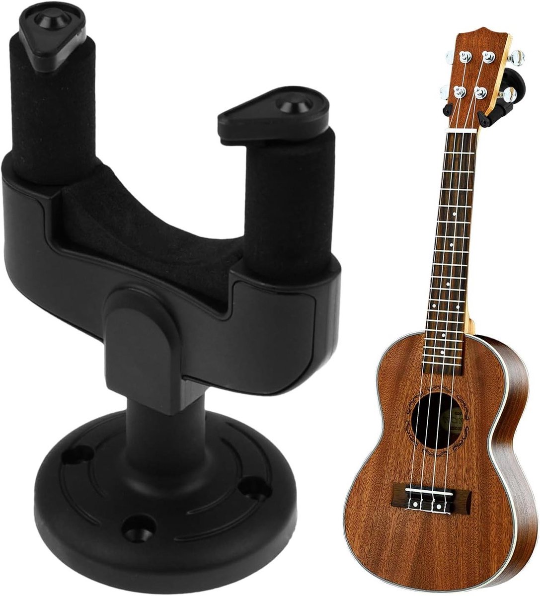 Gitaar Wandbevestiging - Gitaarhanger Gitaarrek - Instrumenten Ophangen - Universeel Ontwerp - 14 x 9.5 x 2 cm - Zwart