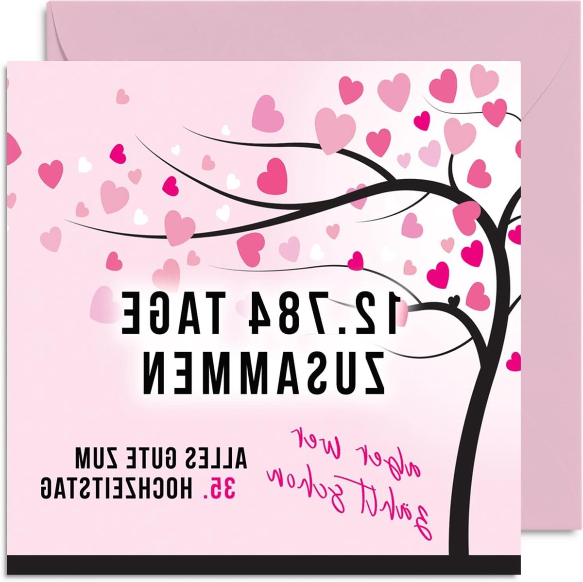 Trouwdag Kaart - Wenskaart Jubileum - Liefde Vieren - Grappige Tekst - 145 mm x 145 mm - Niet gespecificeerd