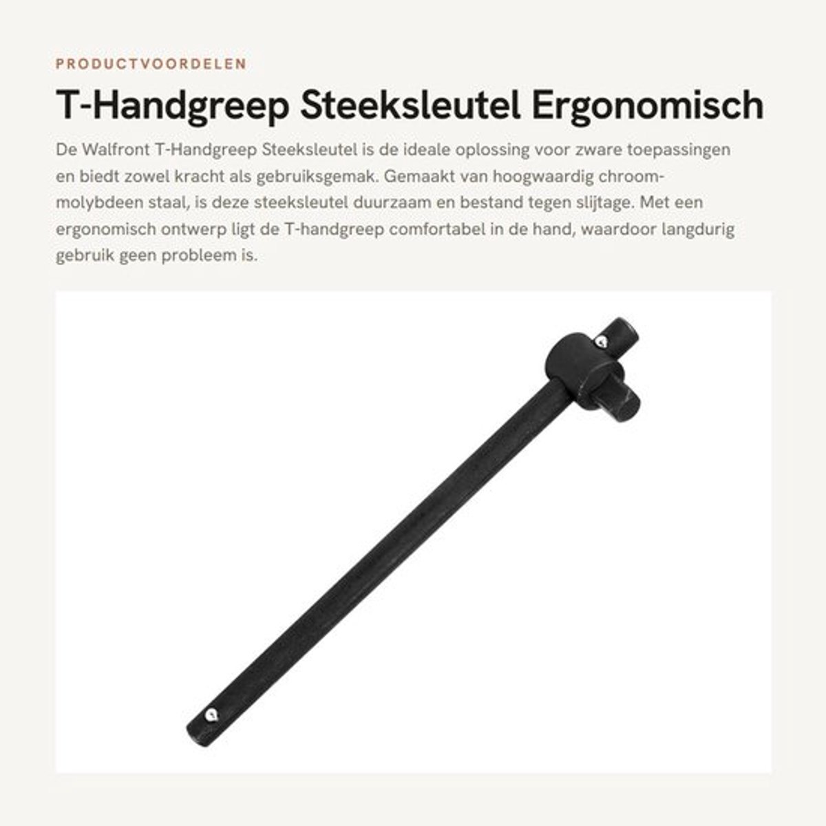 Steeksleutel T-handvat - Hoogwaardig staal - Ergonomisch ontwerp - Compacte maat - Hoog koppel - Geschikt voor verschillende maten schroeven - Steeksleutelset