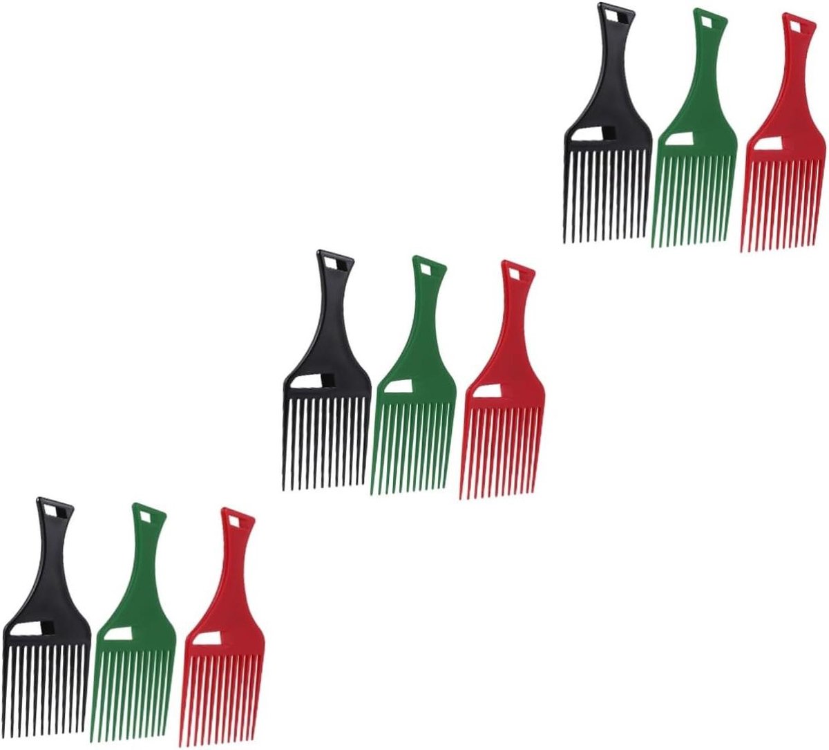 Haar Pluk Kam - Afro Kam - Haar Stylen - Brede Tanden - 165 cm - Zwart Groen Rood