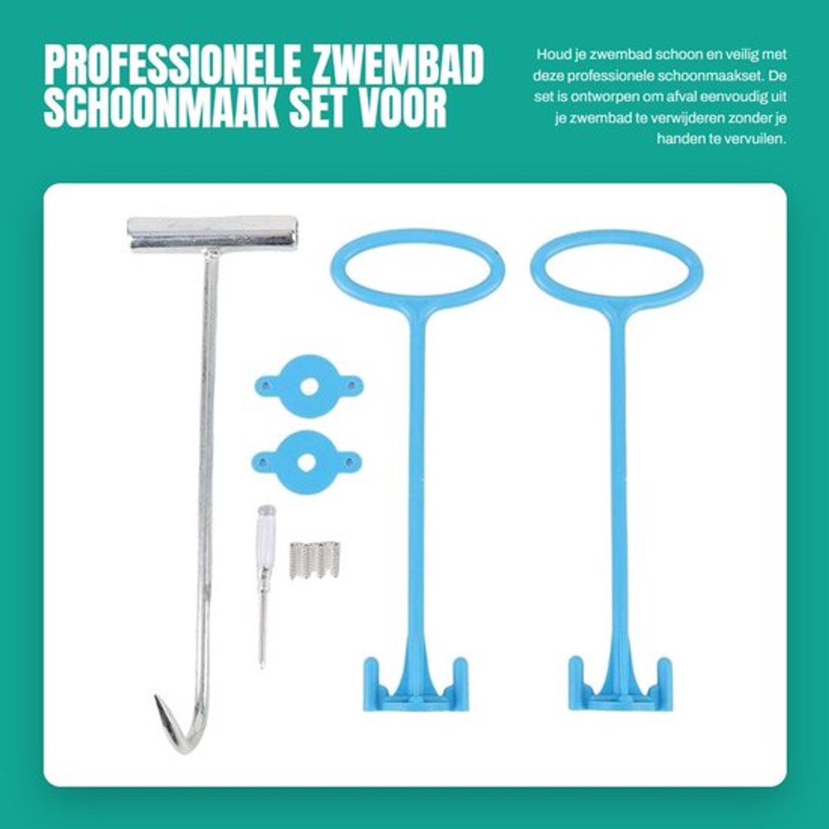 Zwembad Schoonmaak Set Professionele Hark - Skimmermand - Duurzaam Materiaal - Veilig Opruimen - Eenvoudige Installatie - Accessoire voor Zwembadonderhoud - Skimmer