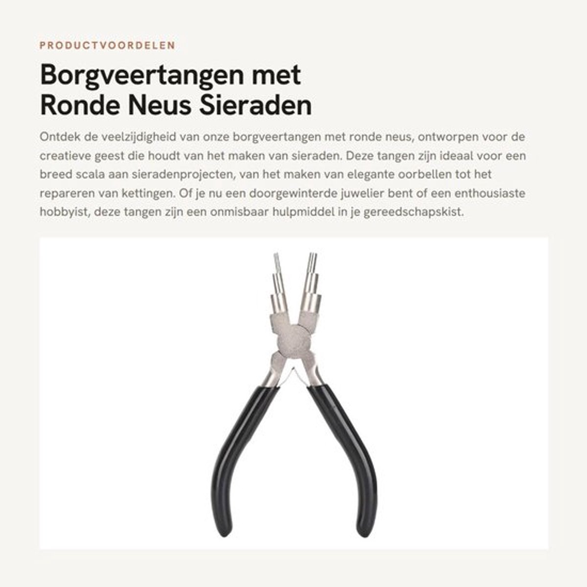 Borgveertang Ronde Neus - Sieradentang - Gereedschap voor Sieraden Maken - Roestvrij Staal - Duurzaam - Geschikt voor Oorbellen en Armbanden