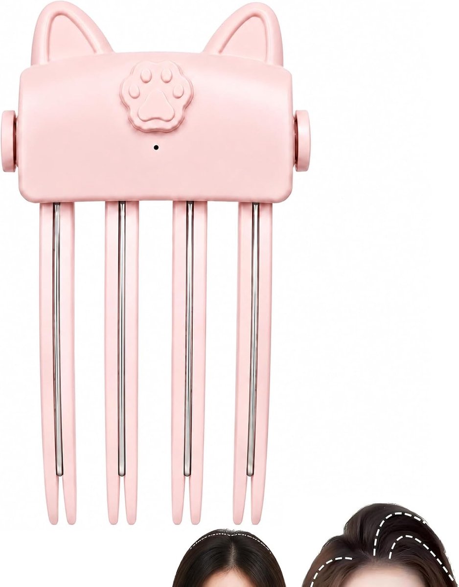 Draadloze Verwarmde Volume Haarclip - 2 Warmtestanden - USB Oplaadbaar - Creëer Salonwaardig Volume bij de Haaraanzet - Speciaal voor Fijn, Plat Haar - Perfect voor Reizen - Compact & Draagbaar - Eenvoudig Dagelijks Gebruik - Snel Resultaat - Roze