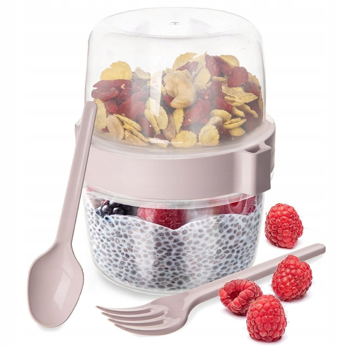 Merkloze Yoghurtbeker met Lepel en Muslidoos - 370ml