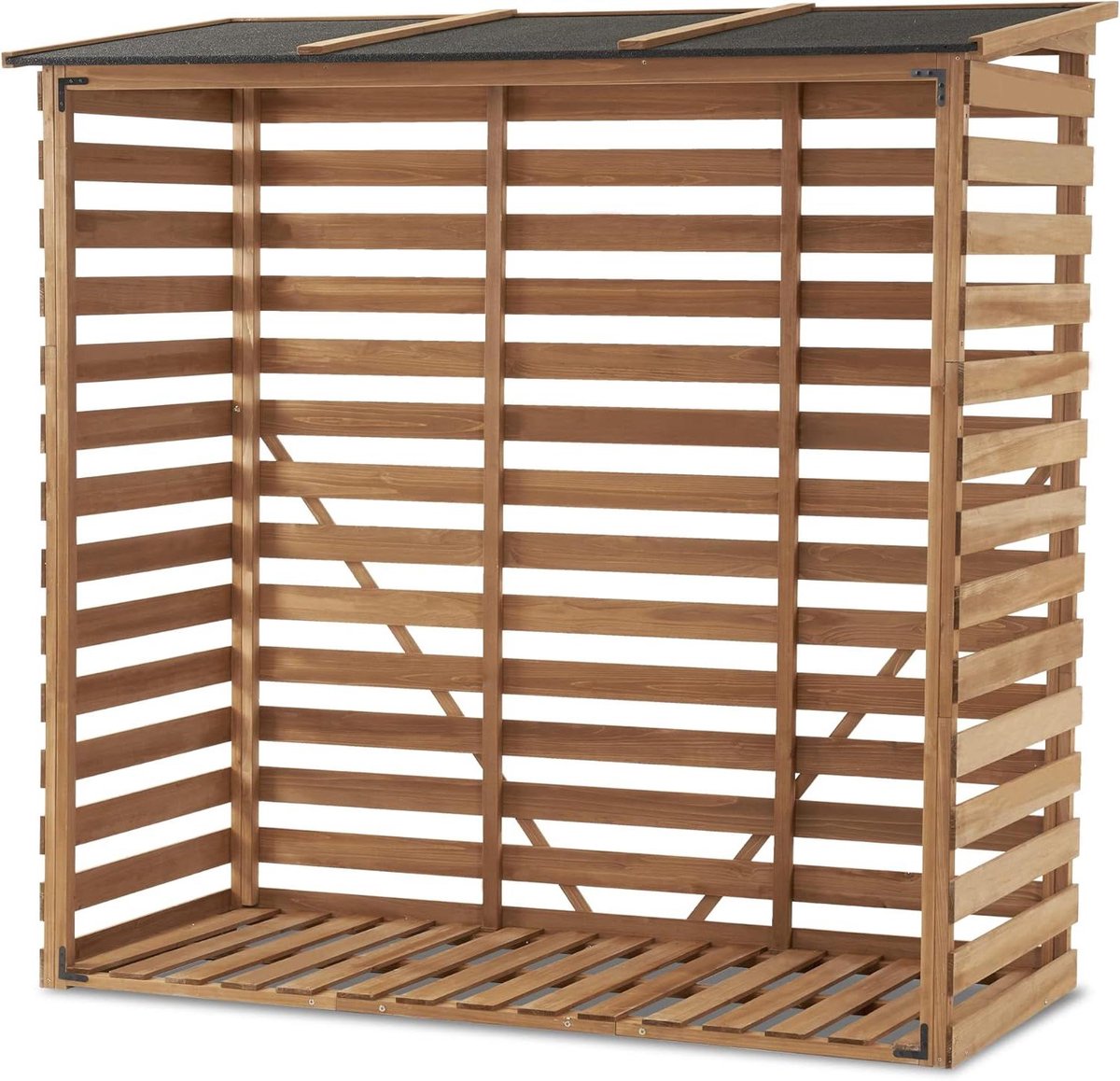 Houtopslagrek - Houtschuur buiten - Droog houden - Waterdicht dak - 90x185x186 cm - Natuurlijk