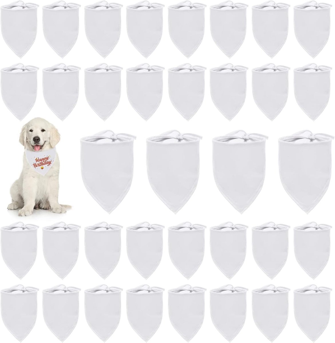 36 Stuks Effen Driehoekige Sjaal Wit DIY Driehoekige Halsdoek voor Honden van Alle Maten