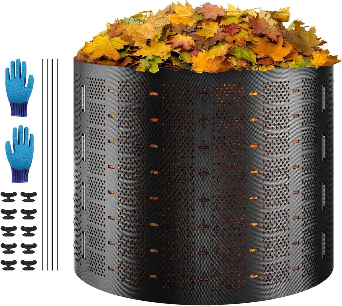 Tuincompostbak - Mestcontainer - Afval verwerken - Efficiënte luchtcirculatie - 1000 liter - Zwart