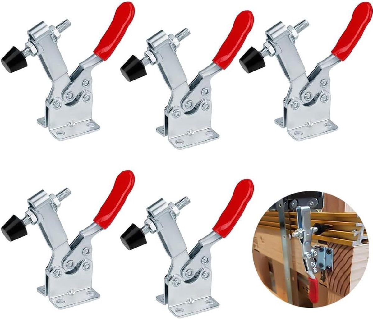 5 Stuks Snelsluitklemmen, 90 kg Capaciteit, Verticaal Kniehefbout Spanner voor Houtbewerking, Lassen en Machinegebruik