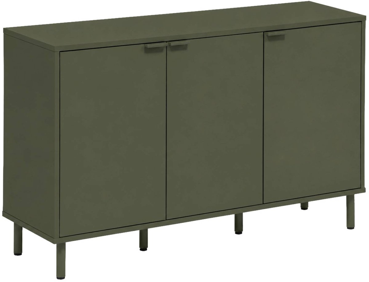 sweeek Dressoir met 3 deuren houtdecor en metaal 120cm - ellie Kaki