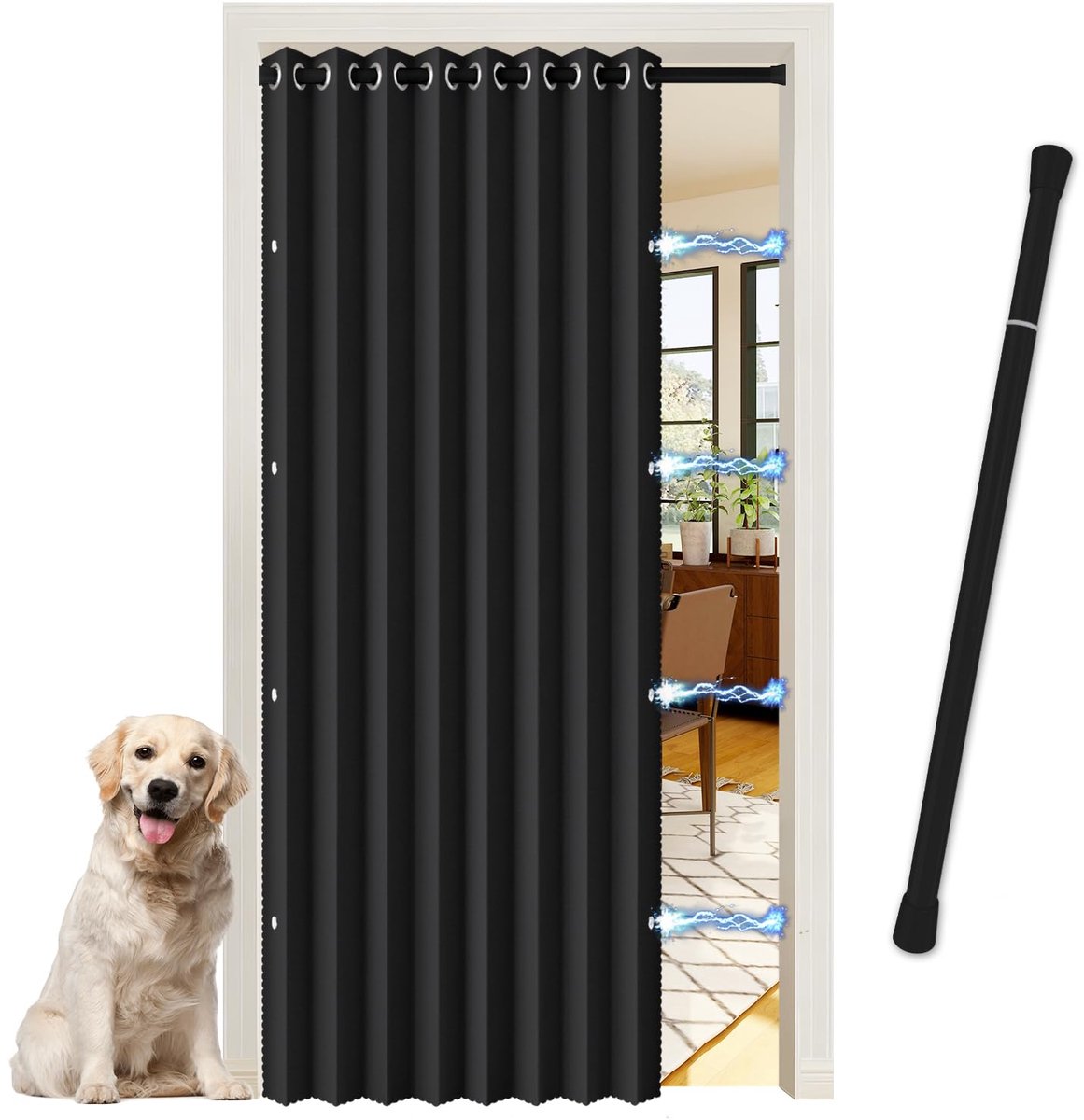 Vouwdeurgordijn 70-128 cm - compact design - zwart - ideaal voor keuken en woonkamer - ShopVlot