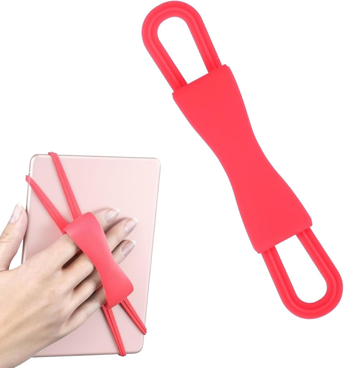 Handgreep voor Tablets en E-readers 12–8 cm Universeel, Hoog Elastisch en Comfortabel voor Kindle, Kobo en Mobiele Telefoons (Roze)