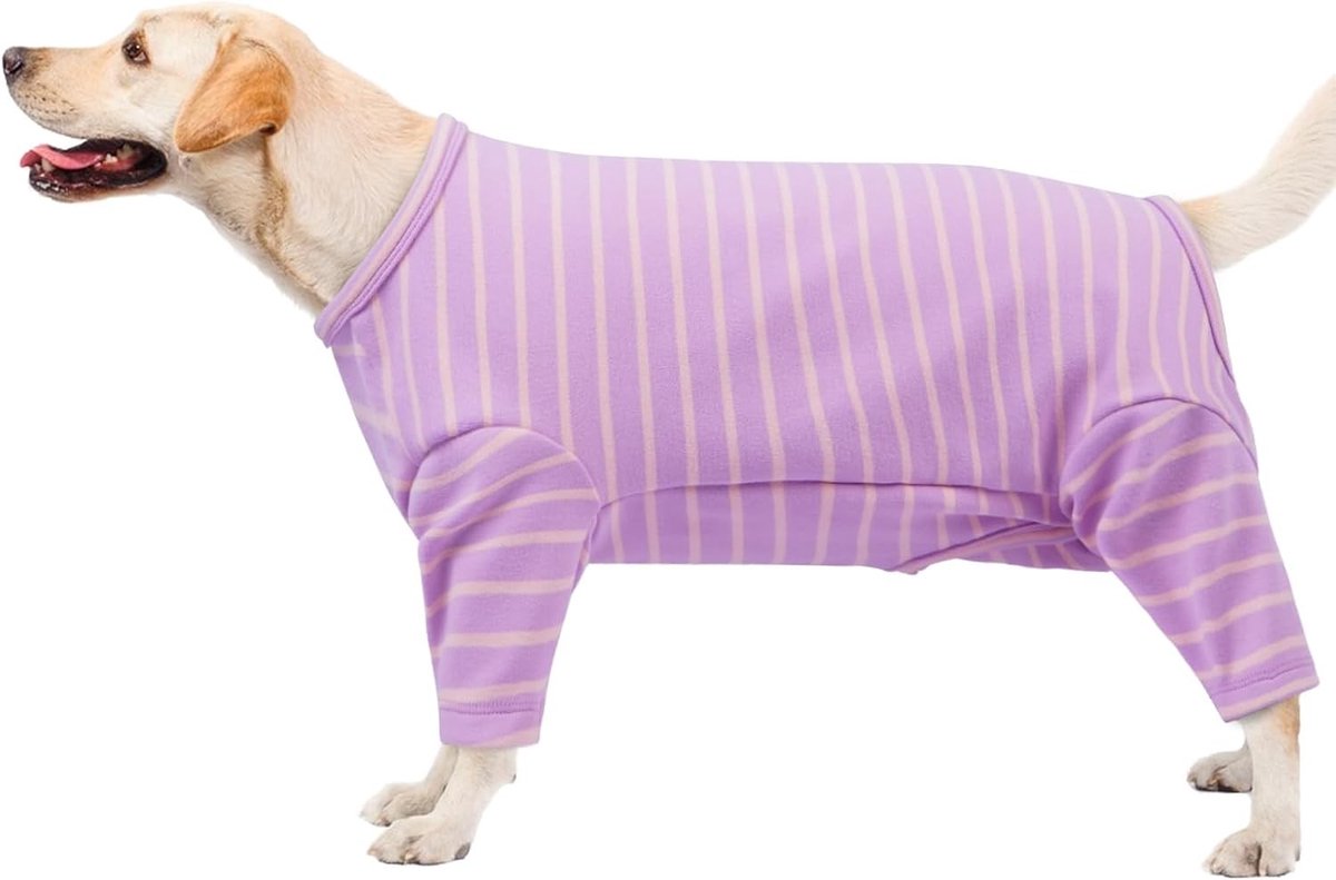 Fleece Hondenjacket met Benen, Warme Hondenoutfit voor Binnen en Buiten in de Winter (Paars, 4XL)