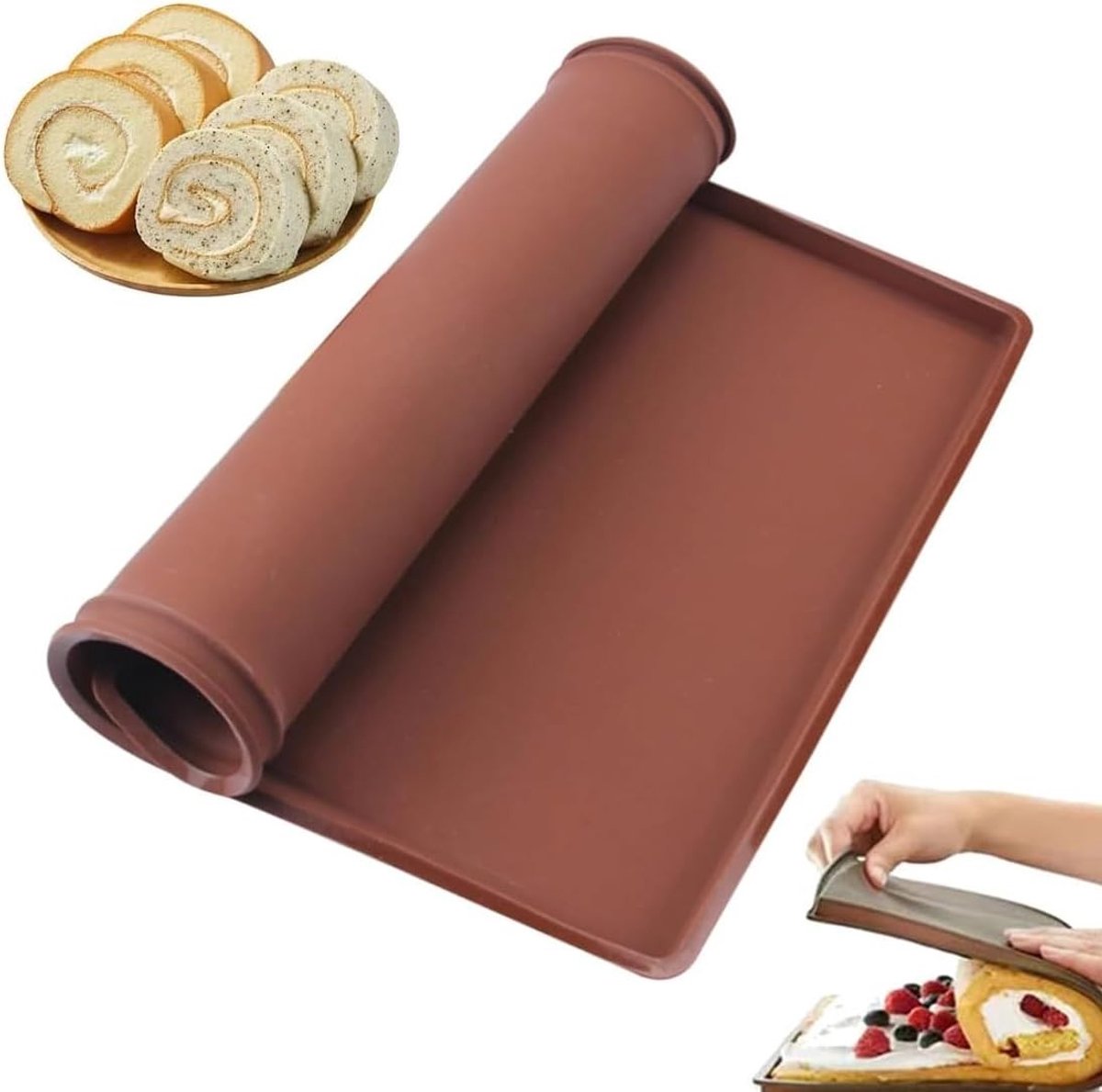 Flexibele antiaanbak siliconen bakmat voor perfecte bakwaren, herbruikbaar en eenvoudig schoon te maken, bruin, 1 stuk.