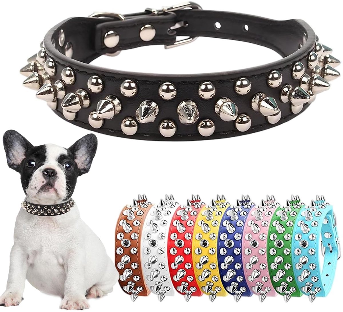 Hondenhalsband L - Leer met noppen - Verstelbaar voor kleine, middelgrote en grote honden - Duurzaam en stijlvol - ShopVlot