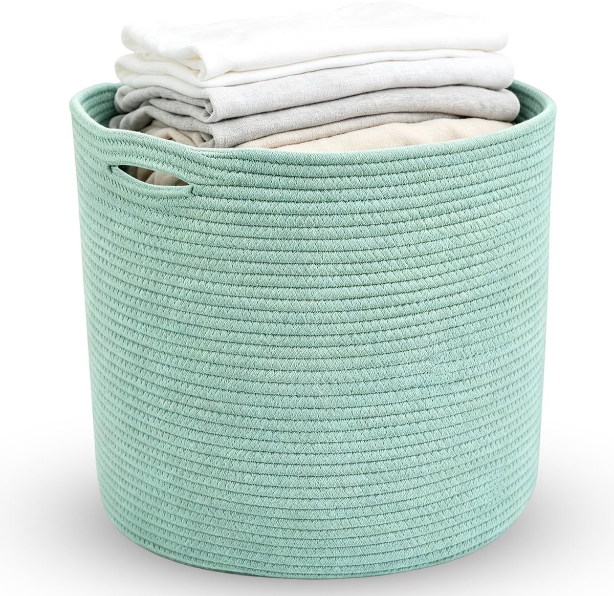 Wasmand 40 cm - gevlochten smaragdgroen - handgemaakt - perfect voor speelgoed en dekens - ShopVlot