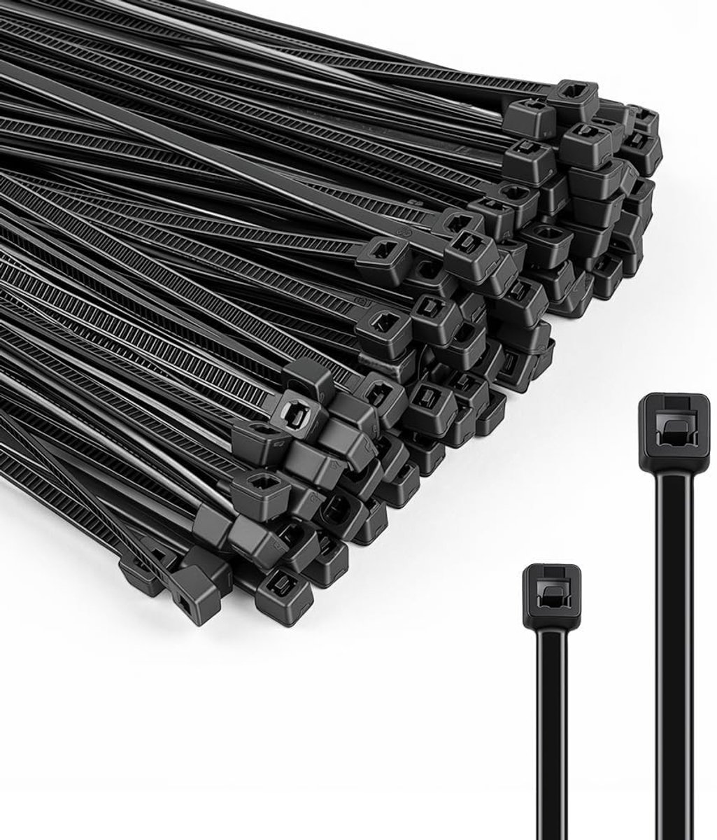 Zwarte Kabelbinders 200 Stuks 100mm/200mm Sterke Nylon Heavy Duty UV Bestendig, Multi-functionele Bevestigingsmiddelen voor Thuis, Tuin en Kantoor