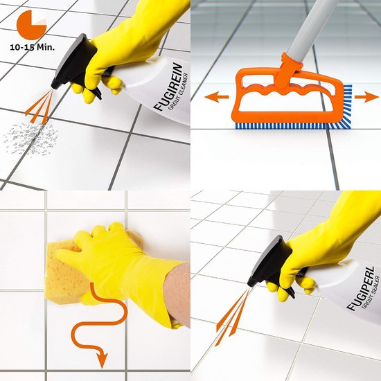 Voegenborstel - Tegelreiniger - Voegen Schoonmaken - Ergonomische Handgreep - 16 x 2 x 8 cm - Oranje Blauw — afbeelding 2