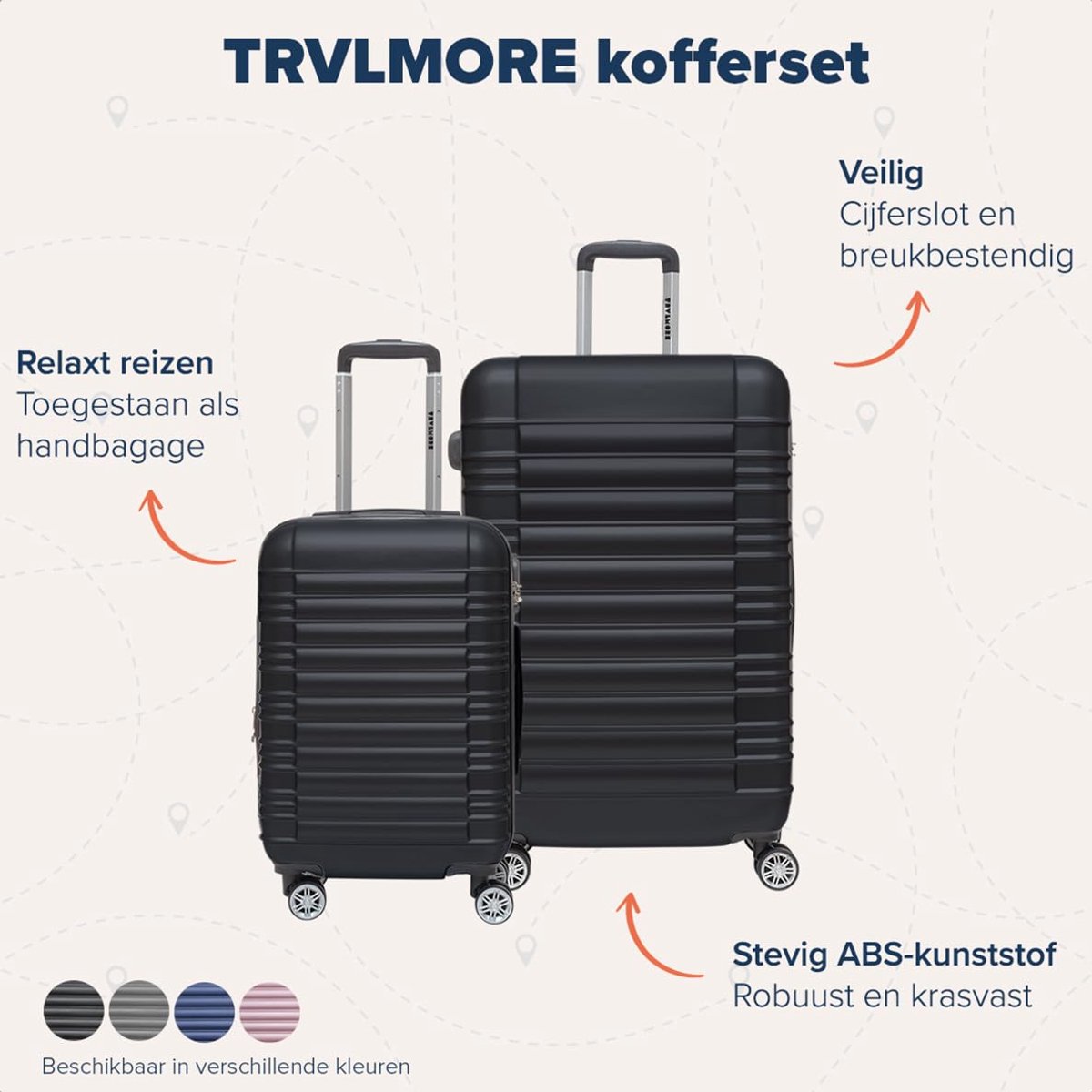 Kofferset 2 Delig - 38L Handbagage + 110L Ruimbagage - Lichtgewicht Trolley - Ideaal voor elke reis - ShopVlot