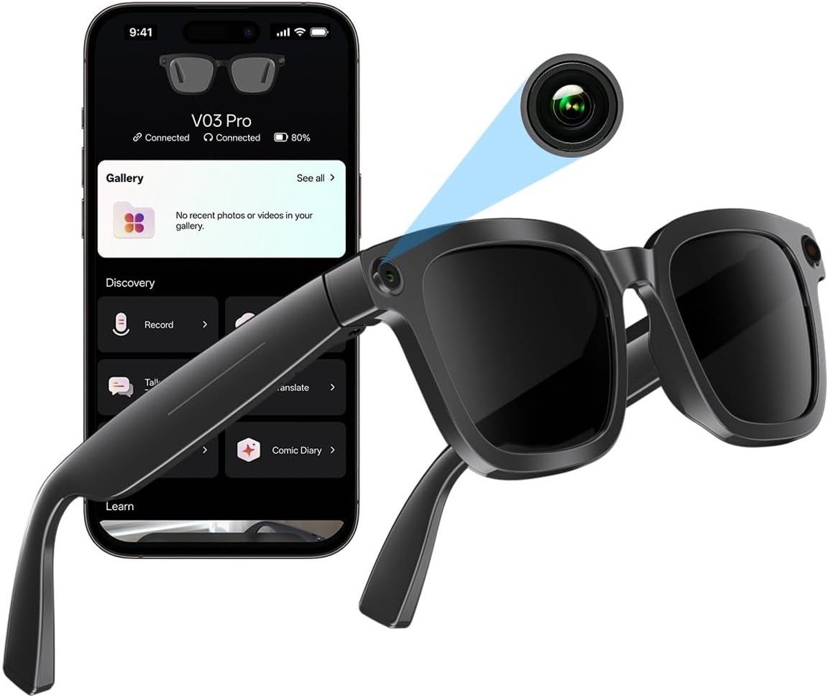 Smart Camera-bril - Blauw - 8 MP - Met HD-camera en 32 GB intern geheugen - Voor Dames en Heren