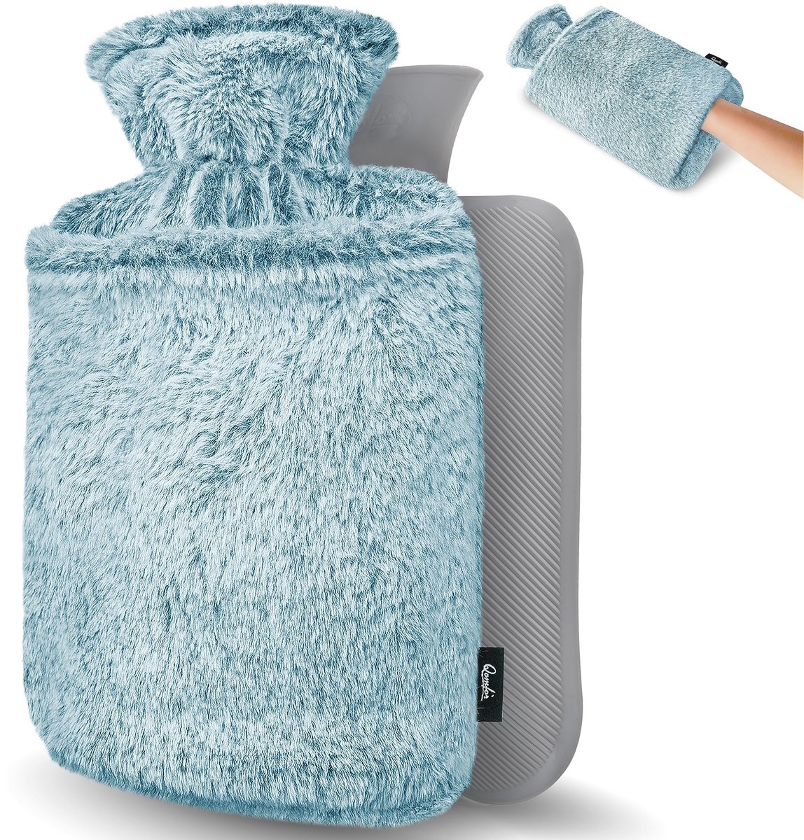 Warmwaterkruik 2 l - zachte premium fleece hoes - kangoeroezak - voor menstruatiecomfort - ShopVlot
