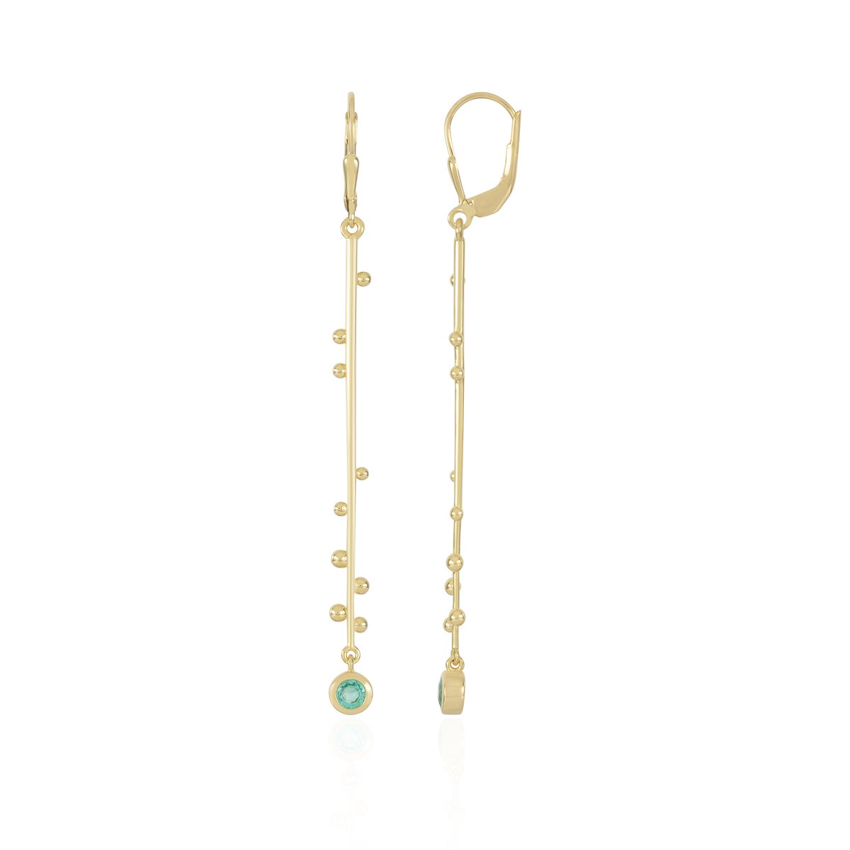 Cavill - Oorbellen 925 Sterling Zilver Verguld met 0,804 ct Ronde Colombiaanse Smaragden - Filigraan Design - Luxe Groene Edelsteen
