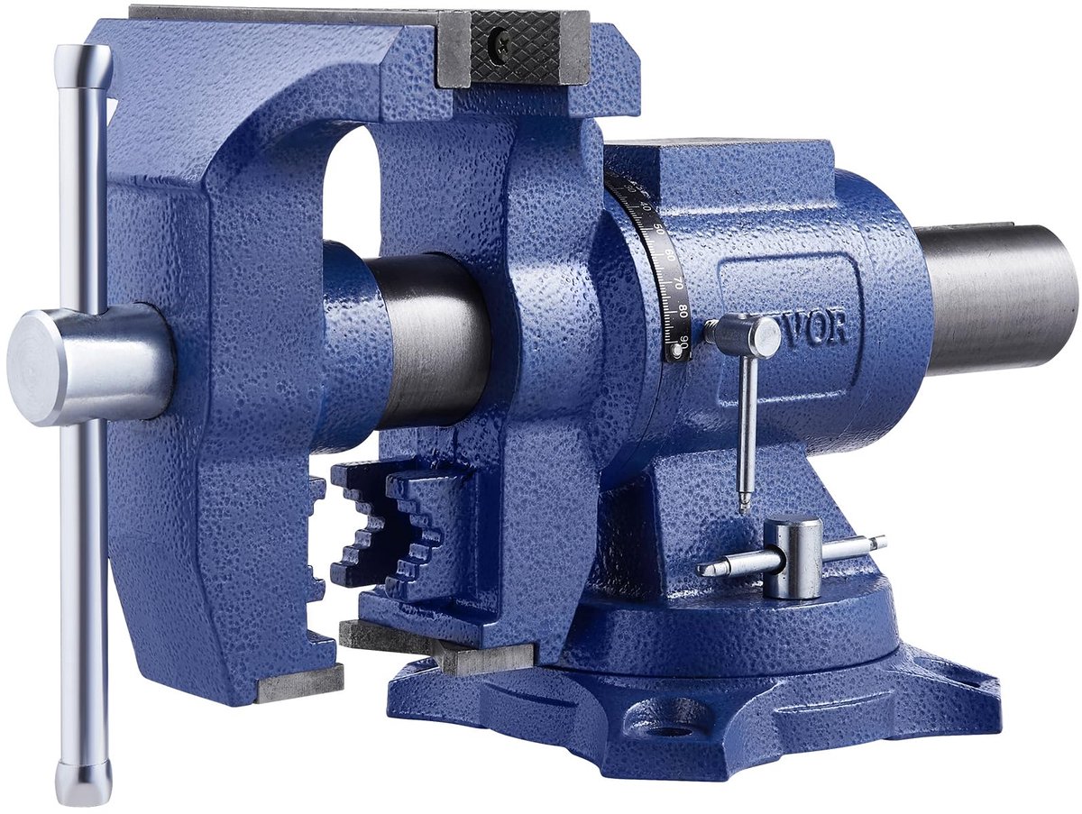 Bankschroef 6-1/2 inch kaakbreedte - nodulair ijzer - 360° draaibare basis - ideaal voor precisiewerk - ShopVlot