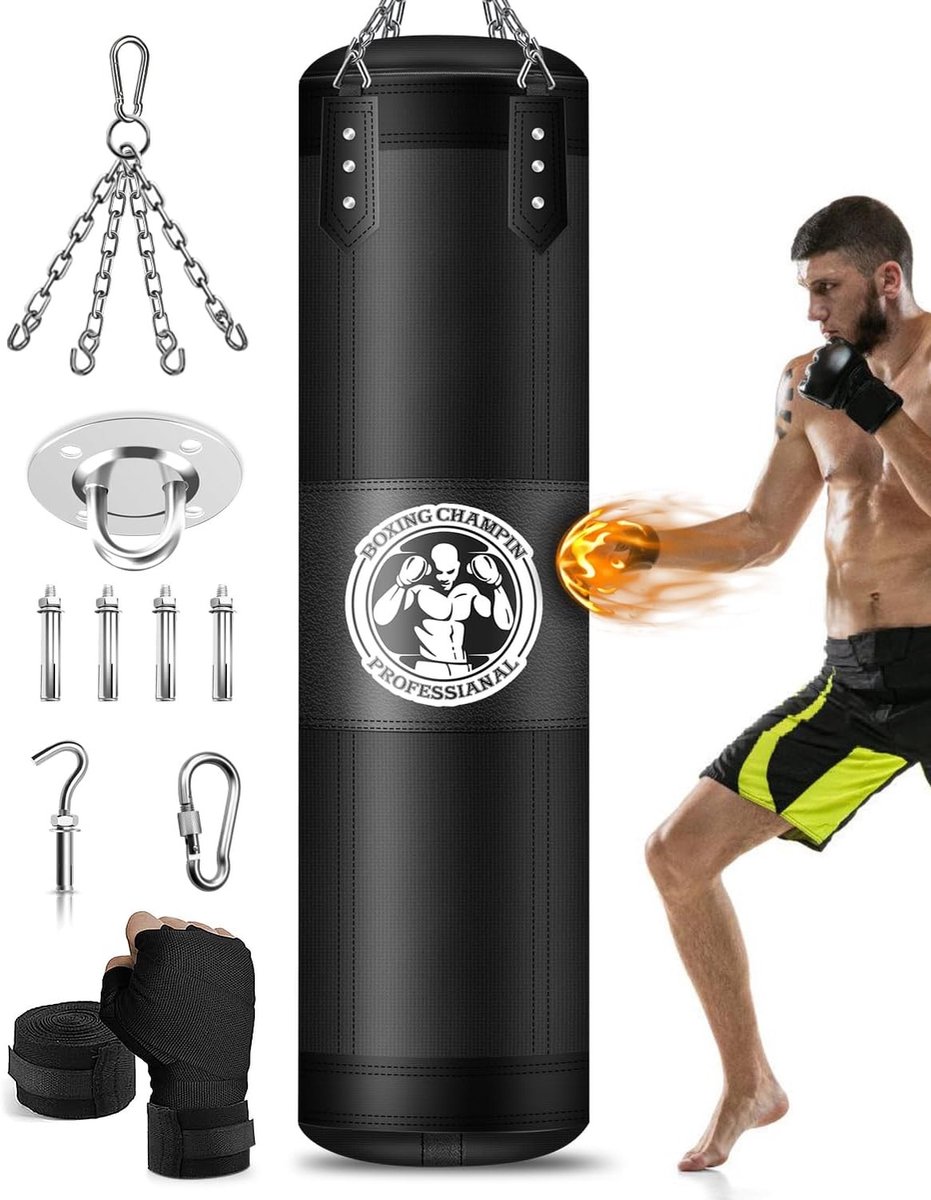 Hangende Punching Bag, Ongevuld, 120 cm voor Kickboksen, Muay Thai, Karate, Judo en MMA Training