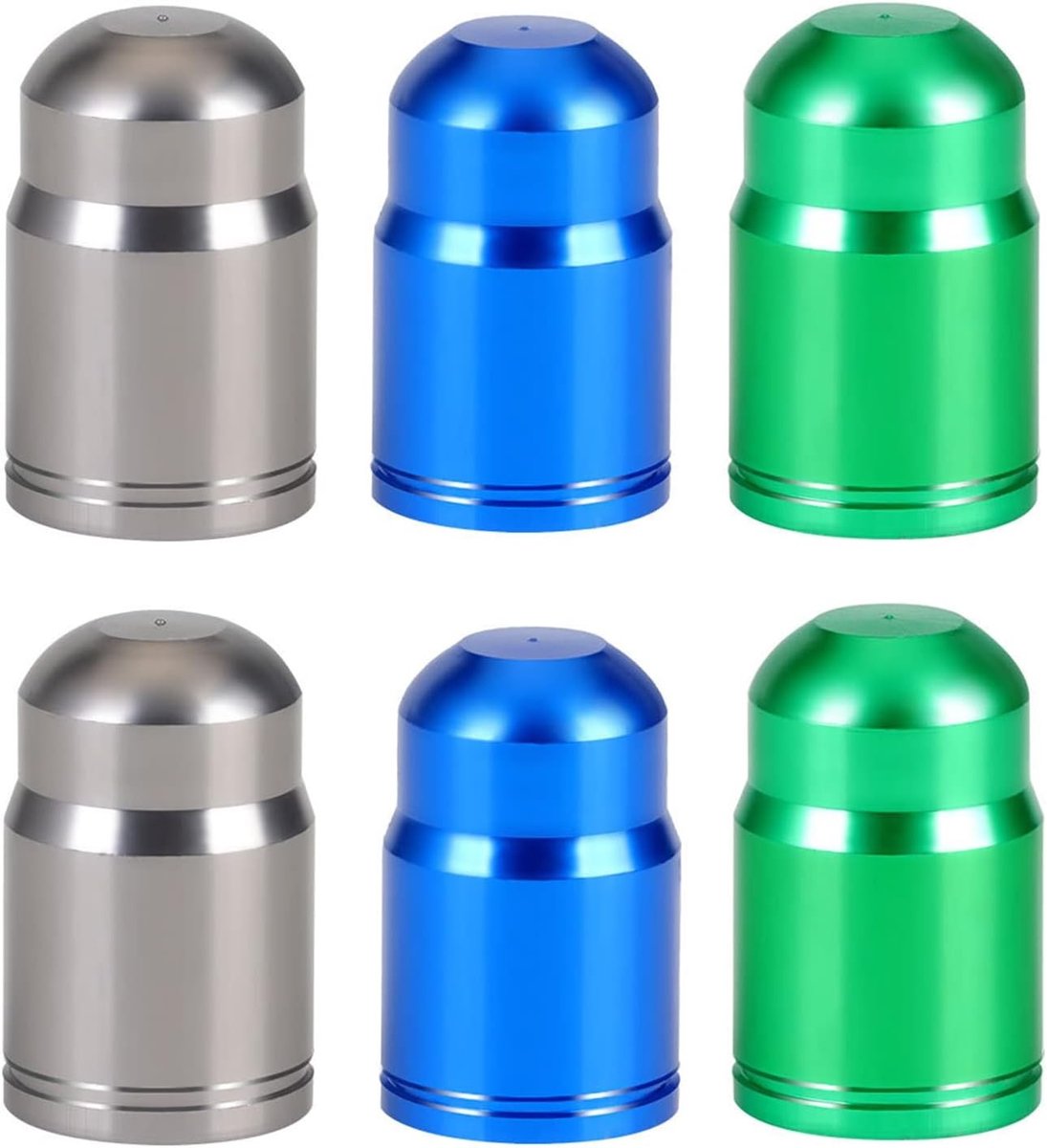 Ultralichte Aluminium Ventieldoppen voor Schrader Ventielen - Fietsaccessoires voor Mountainbike en Racefiets (Blauw, Groen, Zilver)